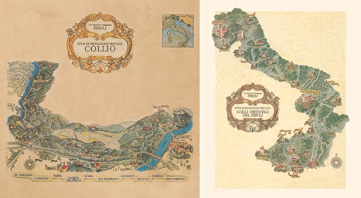 cartina del collio e dei colli orientali